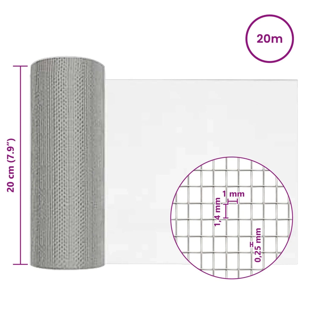 Rete per schermatura 20 x 2000 cm 18 Mesh Argento 42039601