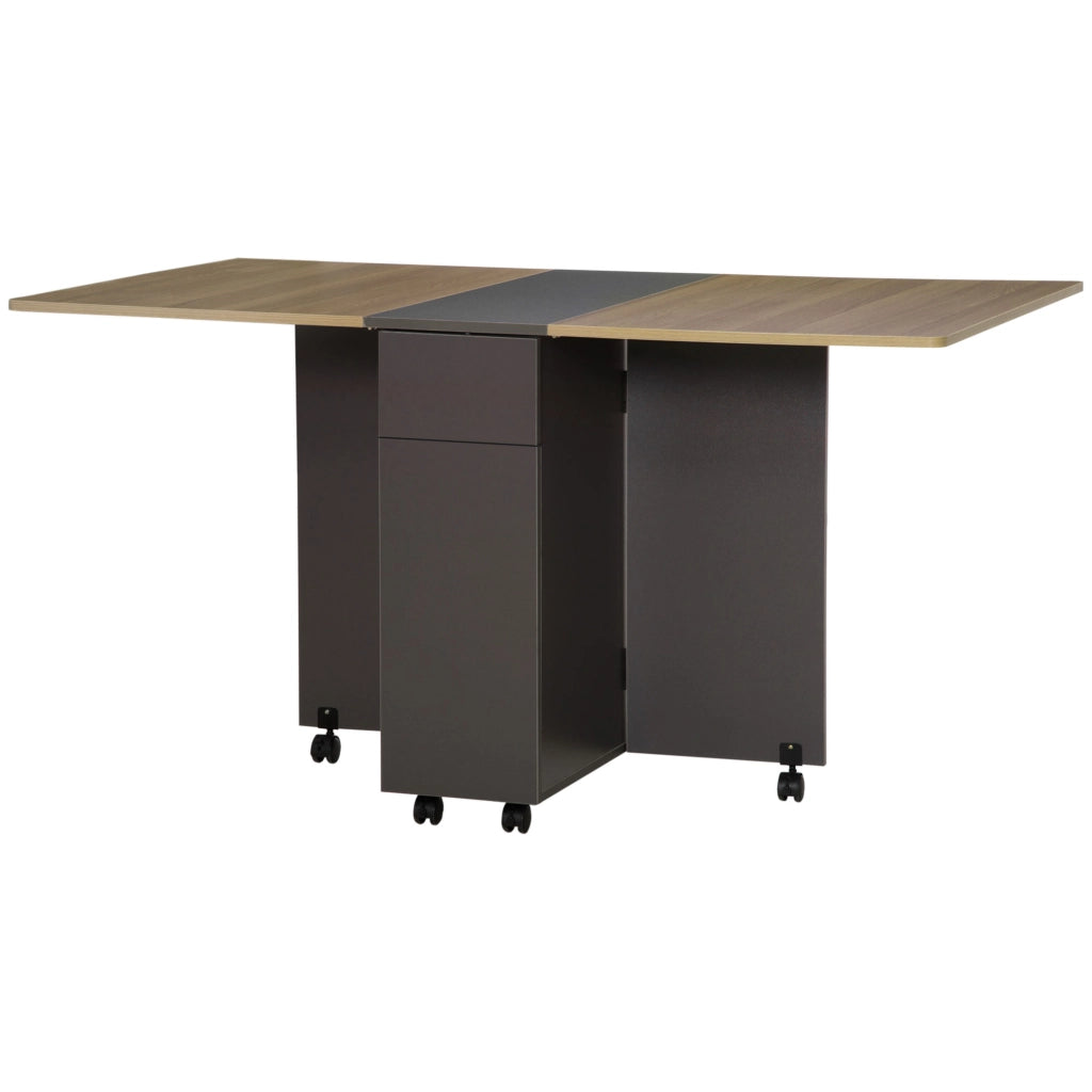 Tavolo da pranzo pieghevole con rotelle e cassetti ¨C Xylo ¨C Bianco 76x140x74 cm