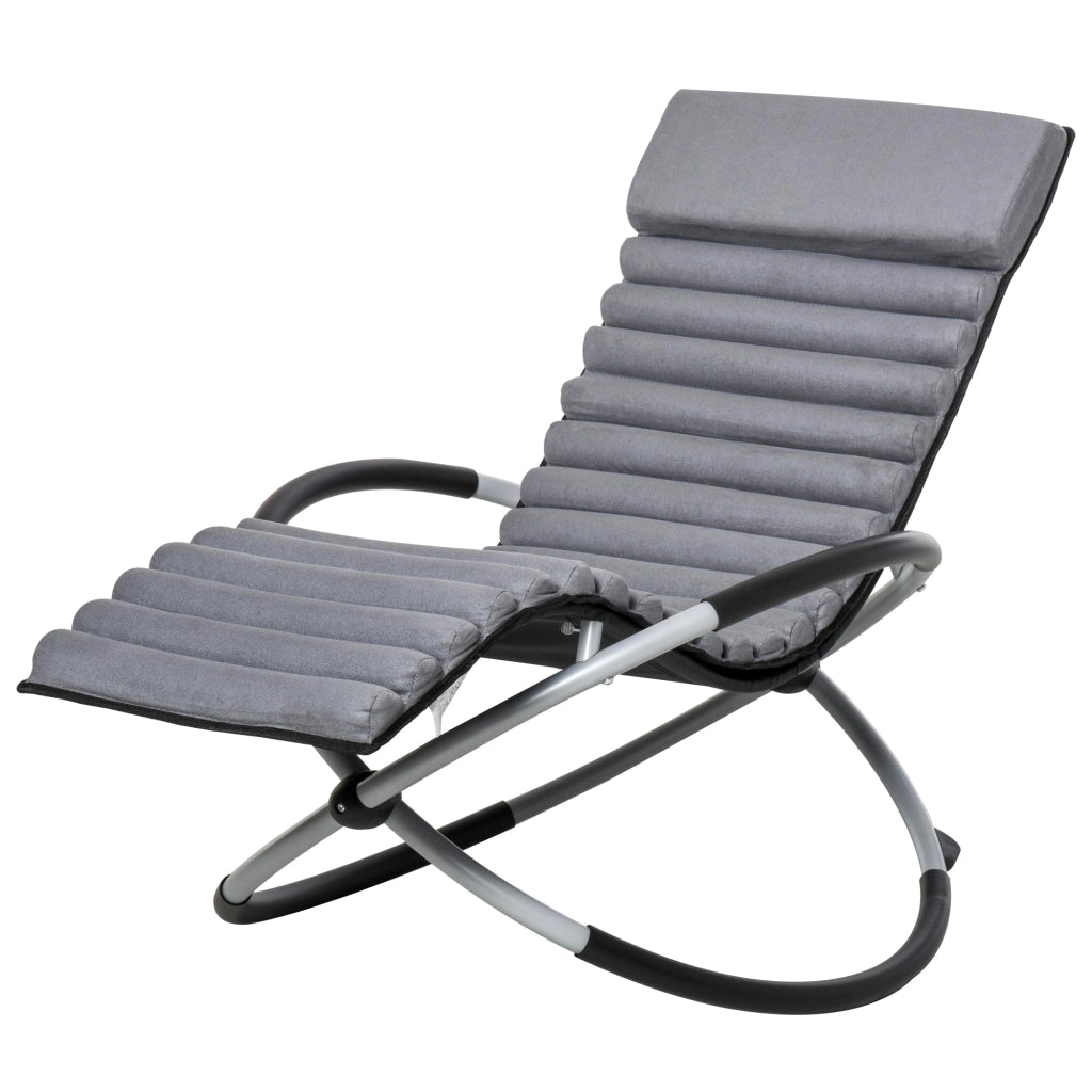 Poltrona a dondolo ergonomica 2 in 1 con poggiapiedi ¨C Minimal ¨C Tessiline grigio scuro 145x74x86 cm