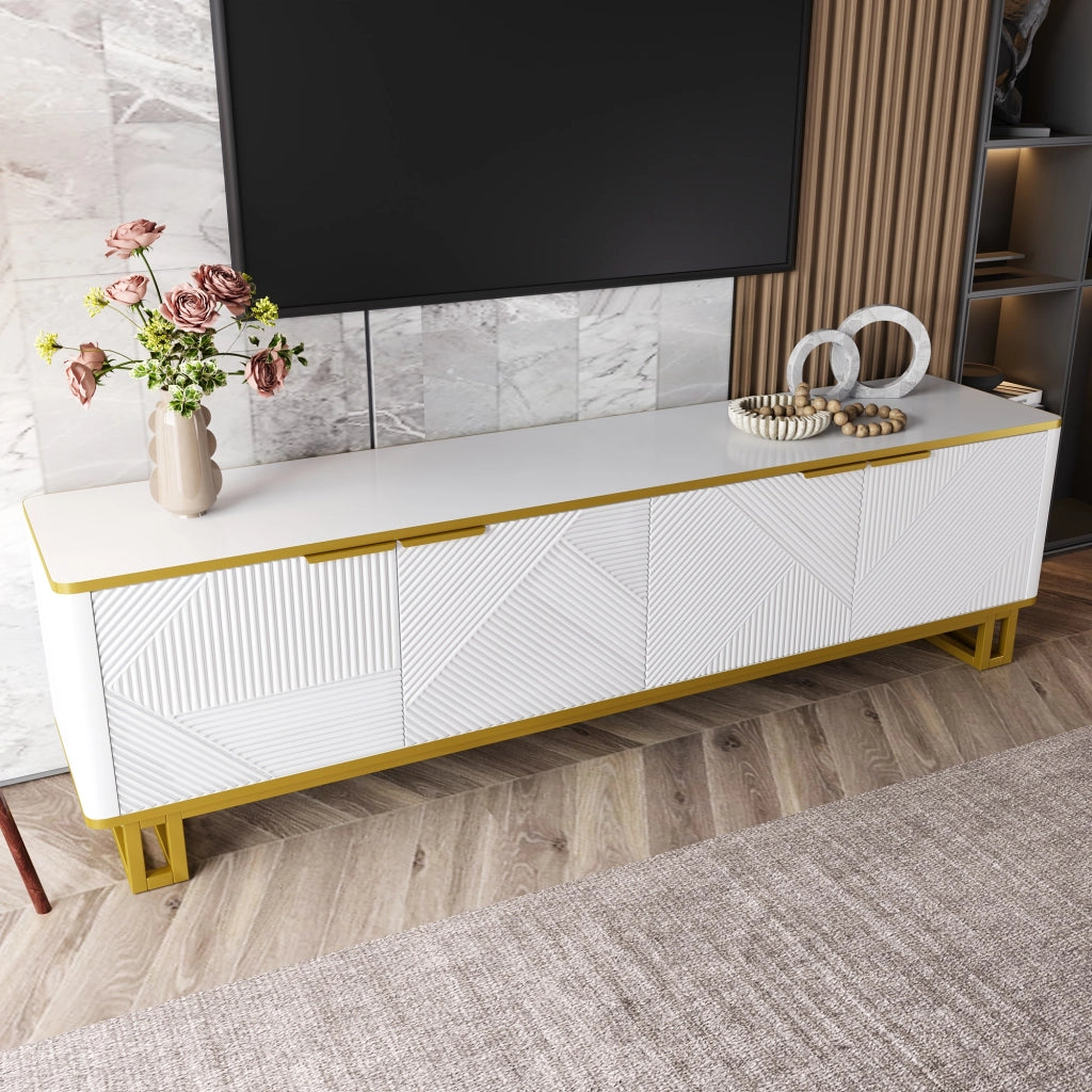 Cassettiera TV bianca in MDF lunghezza 160 cm