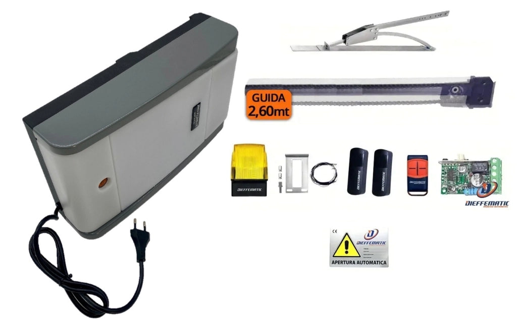 KIT HOME 100 BASCULANTE A CONTRAPPESI CON GUIDA 2,6M + ACCESSORI E ARCHETTO 24V