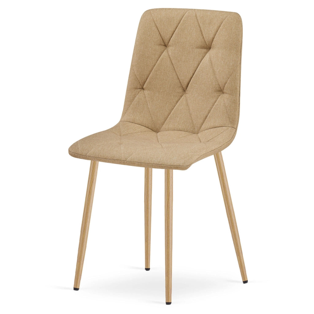Sedia Libra in tessuto marrone e gambe effetto legno