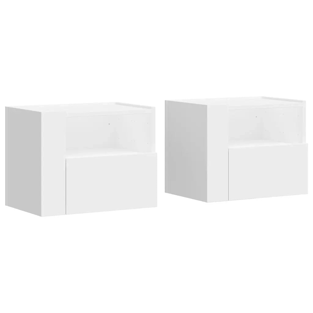 Set di 2 Comodini | Armadio da Notte | Mobiletto da notte a Muro Bianchi 45x30x35 cm