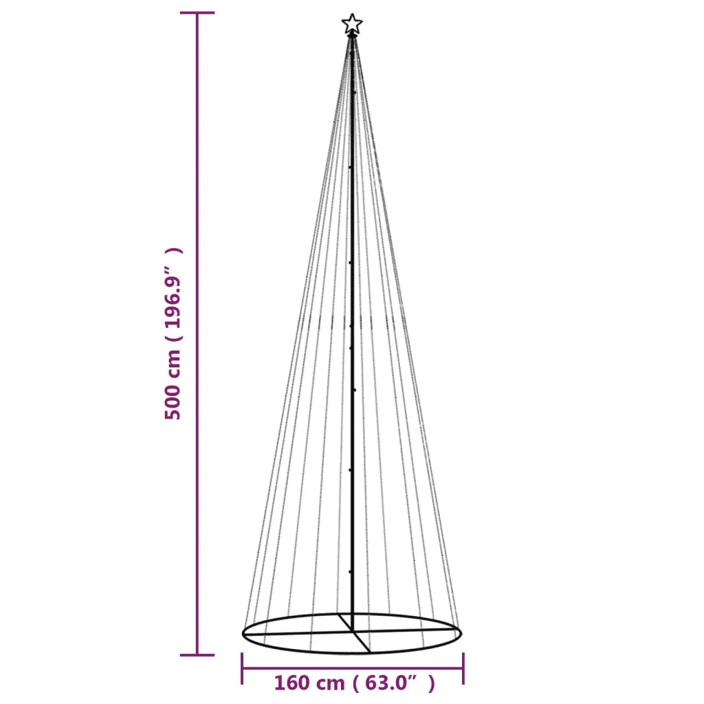 Albero di Natale a Cono Bianco Caldo 732 LED 160x500 cm 343494