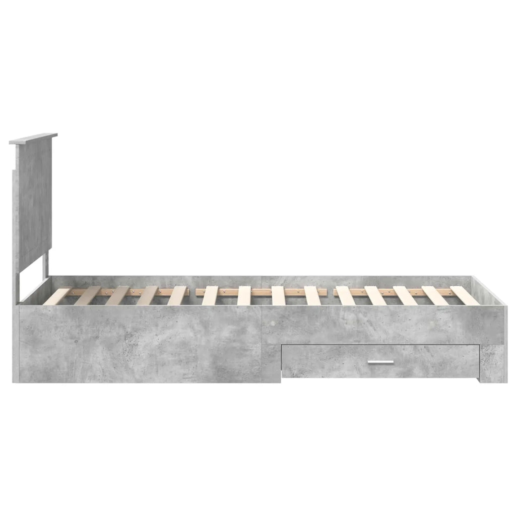 Letto singolo | Letto per adulti | Struttura del letto con testiera Grigio cemento 90 x 200 cm