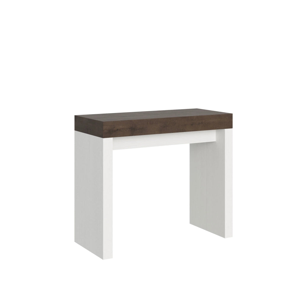 Consolle Allungabile 90-196x40x77 cm in Nobilitato Marrone e Bianco