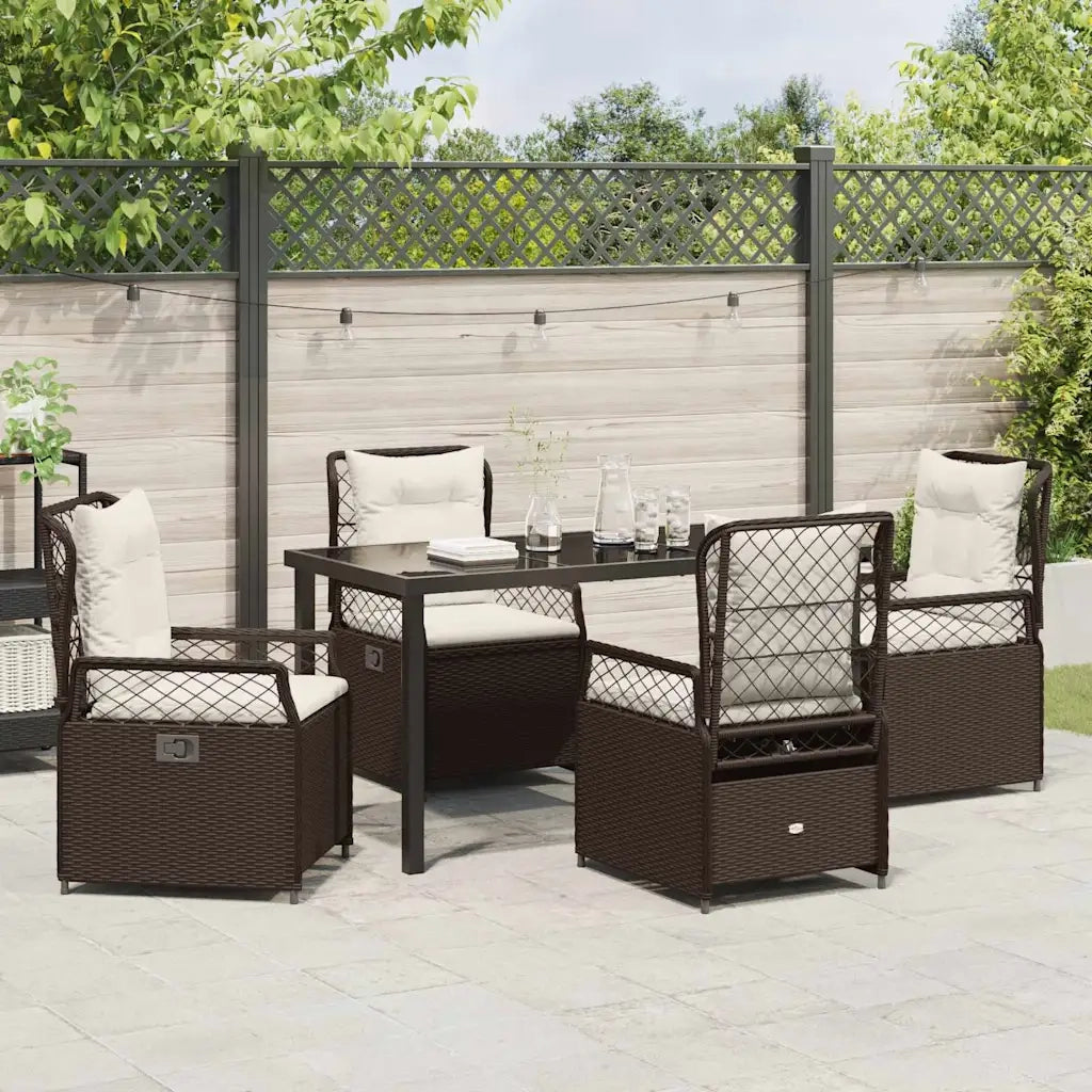 Set da Pranzo per Giardino 5 pcs Marrone polyrattan