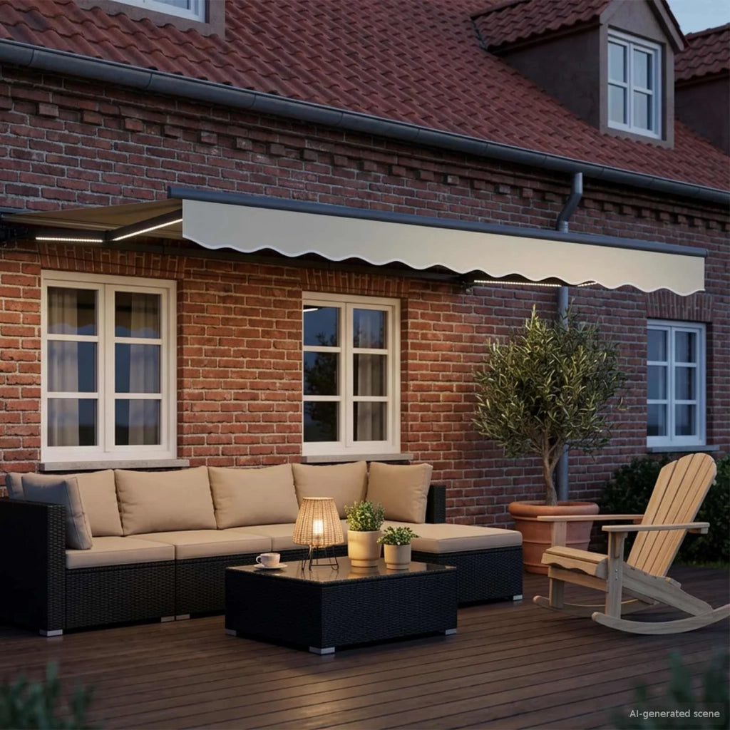 Cornice per Tenda Manuale con LED Crema e Antracite 3,5 x 2 m 3420763