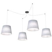 Sospensione 4 Luci Iside Con Fermacavi E Paralumi Grigio