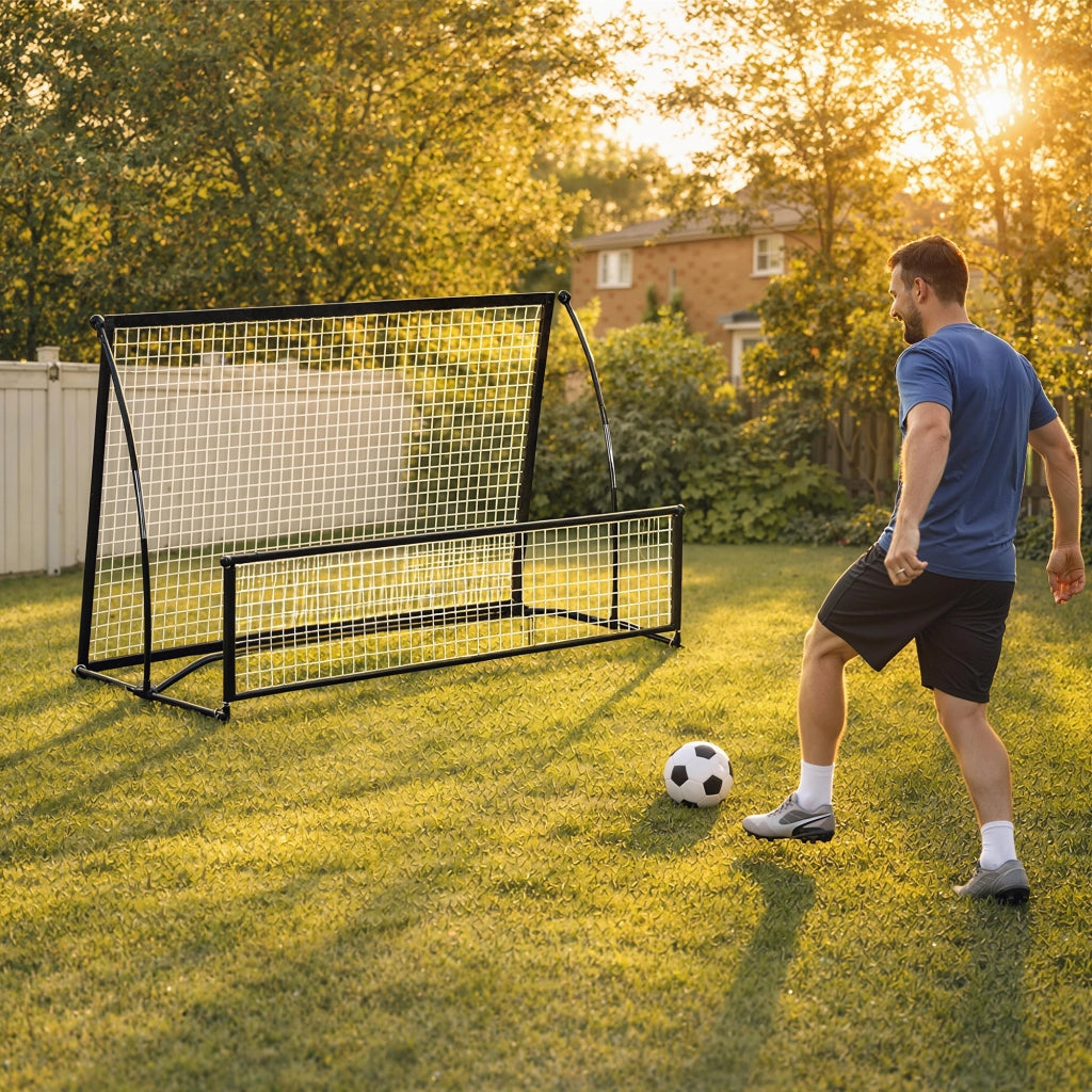Rete da Rimbalzo Pieghevole 2 in 1 ¨C Xylo ¨C Con Borsa per Calcio e Baseball 200x94x122 cm Nero