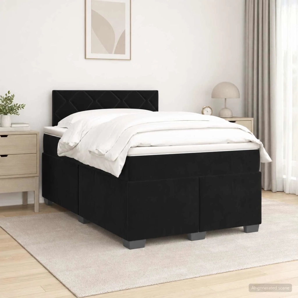 Letto con Box Spring, Materasso e LED Nero 120 x 190 cm Velluto 3452146