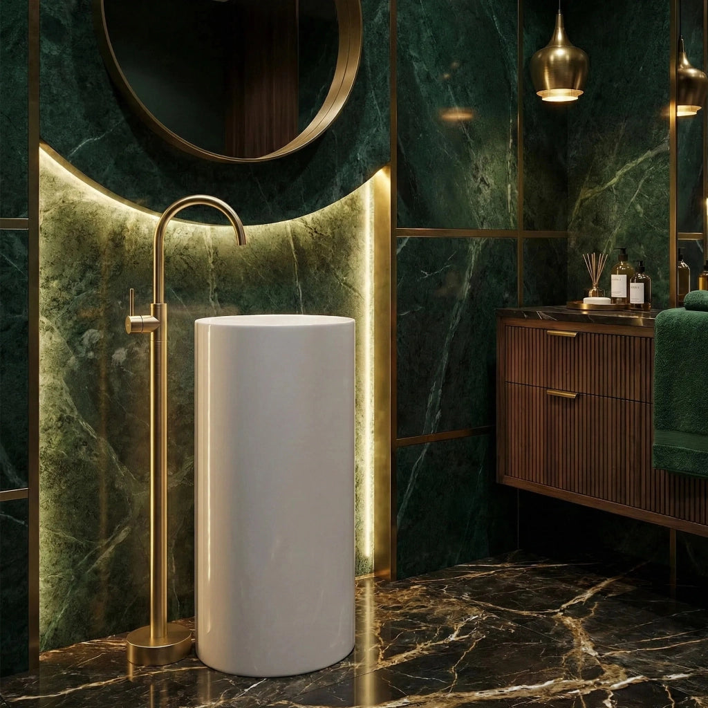 Rubinetto Da Lavabo Rea Lungo Brush Gold