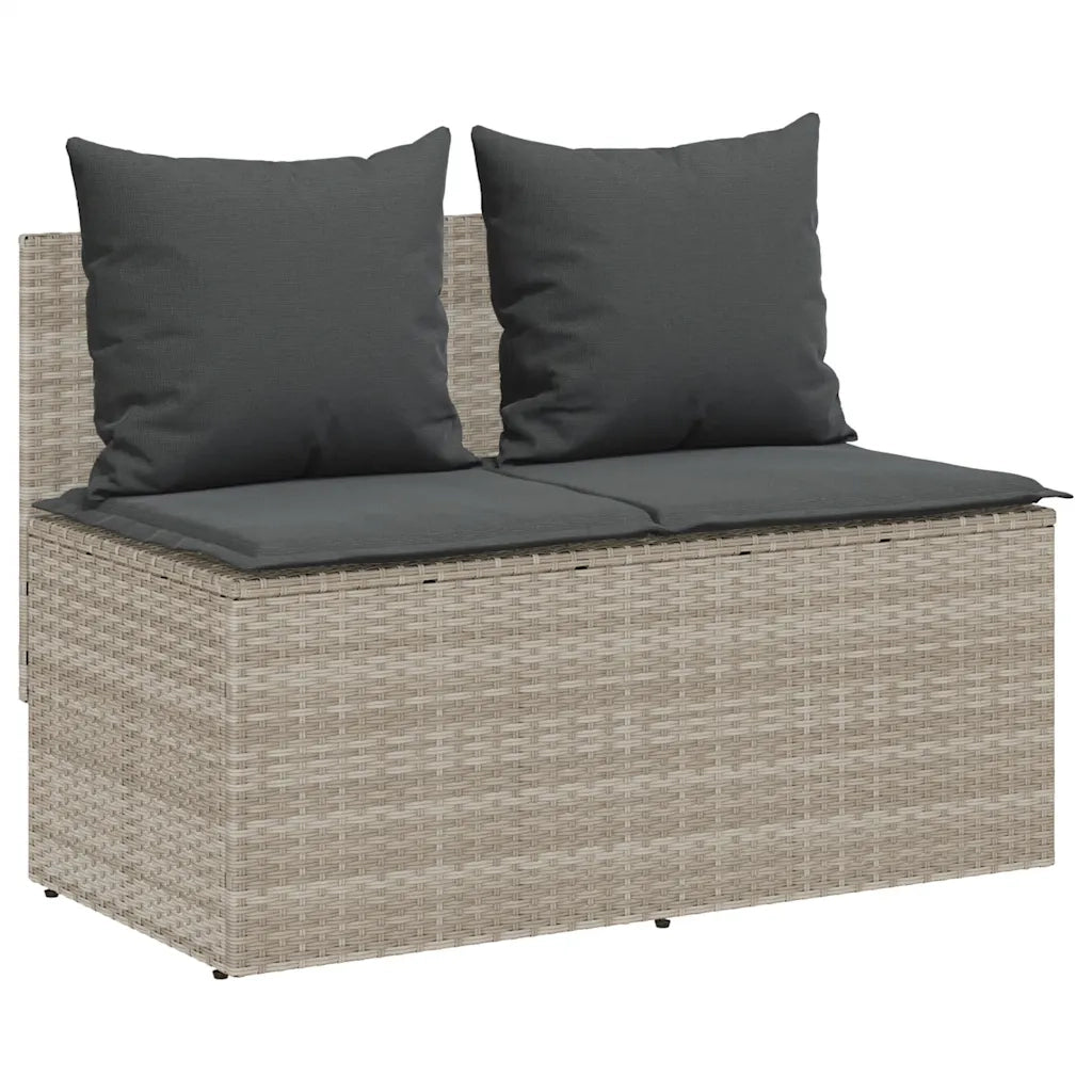 Set Pranzo da Giardino 3pz con Cuscini Grigio Chiaro Polyrattan 4104186