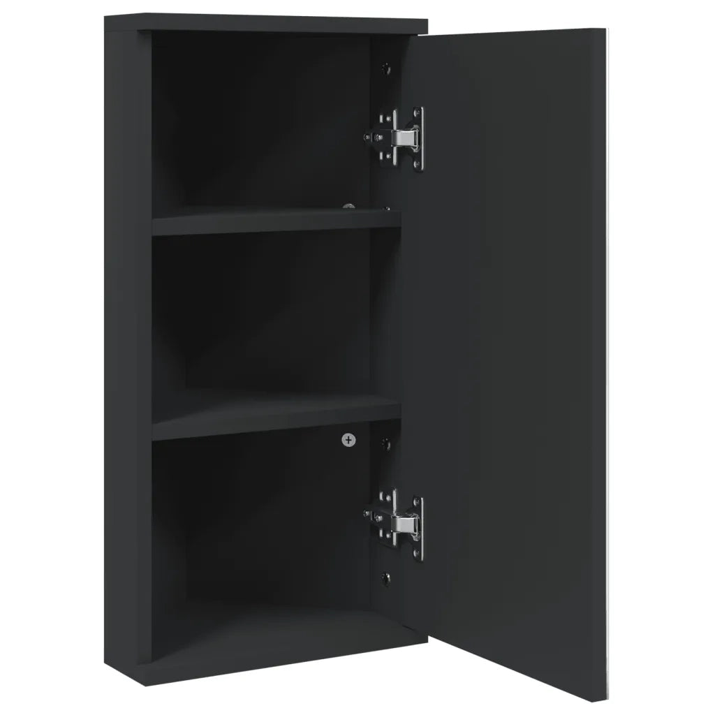 Armadietto Angolare con Specchio da Bagno Nero 30x24x60 cm 357979