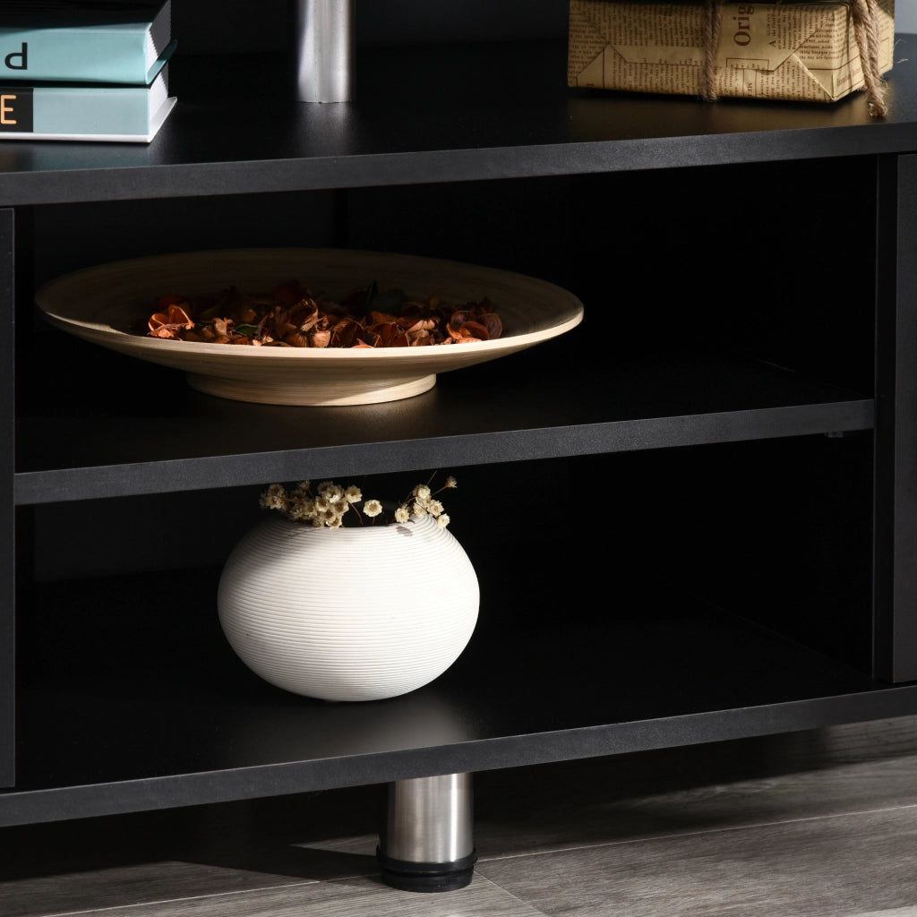 Mobile TV con ripiani e ante ¨C zephmum ¨C nero 120x40x52 cm
