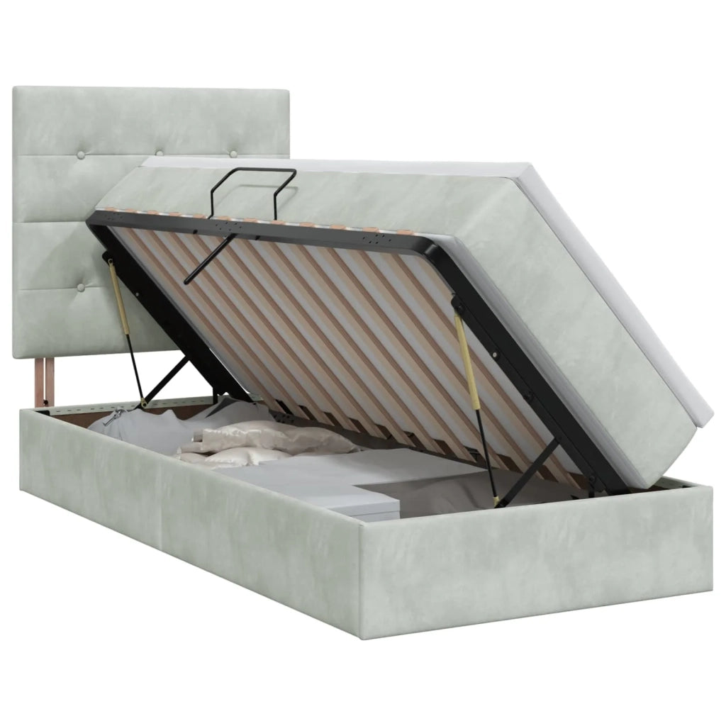 Letto con contenitore e materasso Grigio Chiaro 90 x 190 cm 3459657