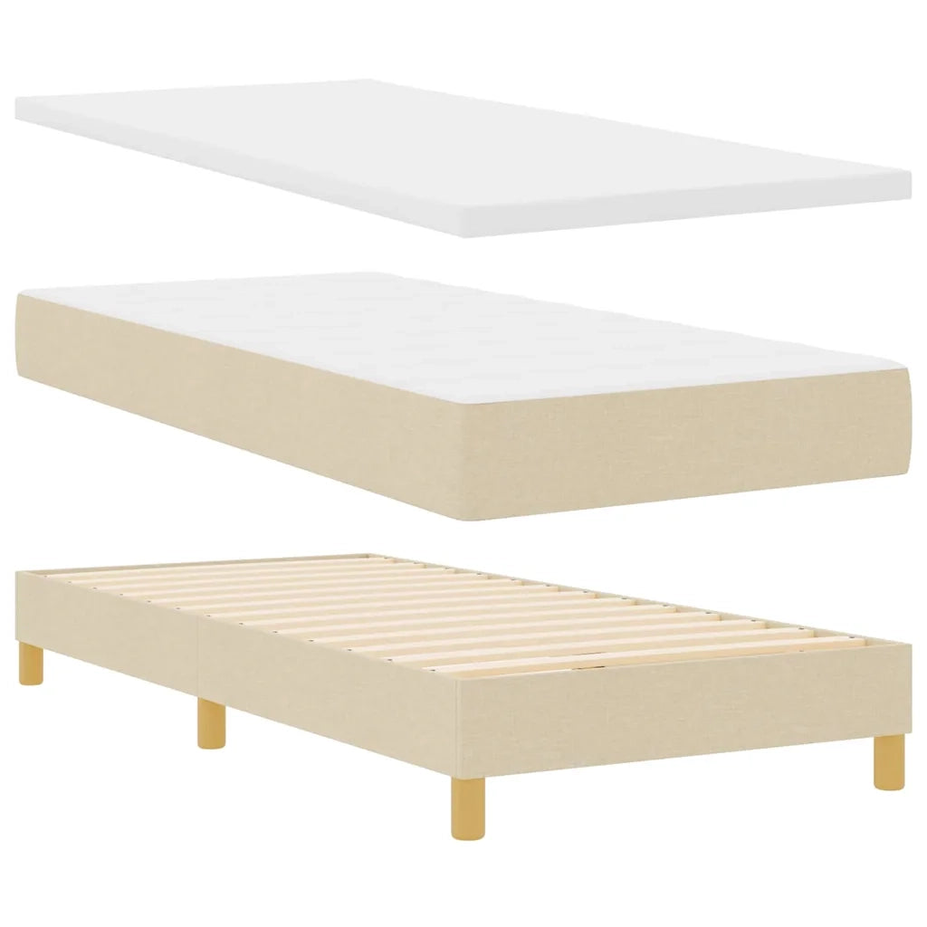 Letto a molle con materasso Crema 90 x 200 cm Tessuto 3338893