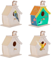 Set di casette per uccelli 4 pezzi mini - casette per uccelli in legno - nidi per uccelli appesi - legno da montaggio DIY non finito - adatto per bambini - dimensioni 7x4x7 cm - nido per uccelli