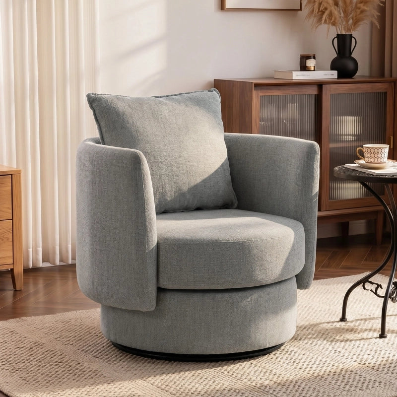 POLTRONA Girevole 360° in Poliestere Grigio Chiaro