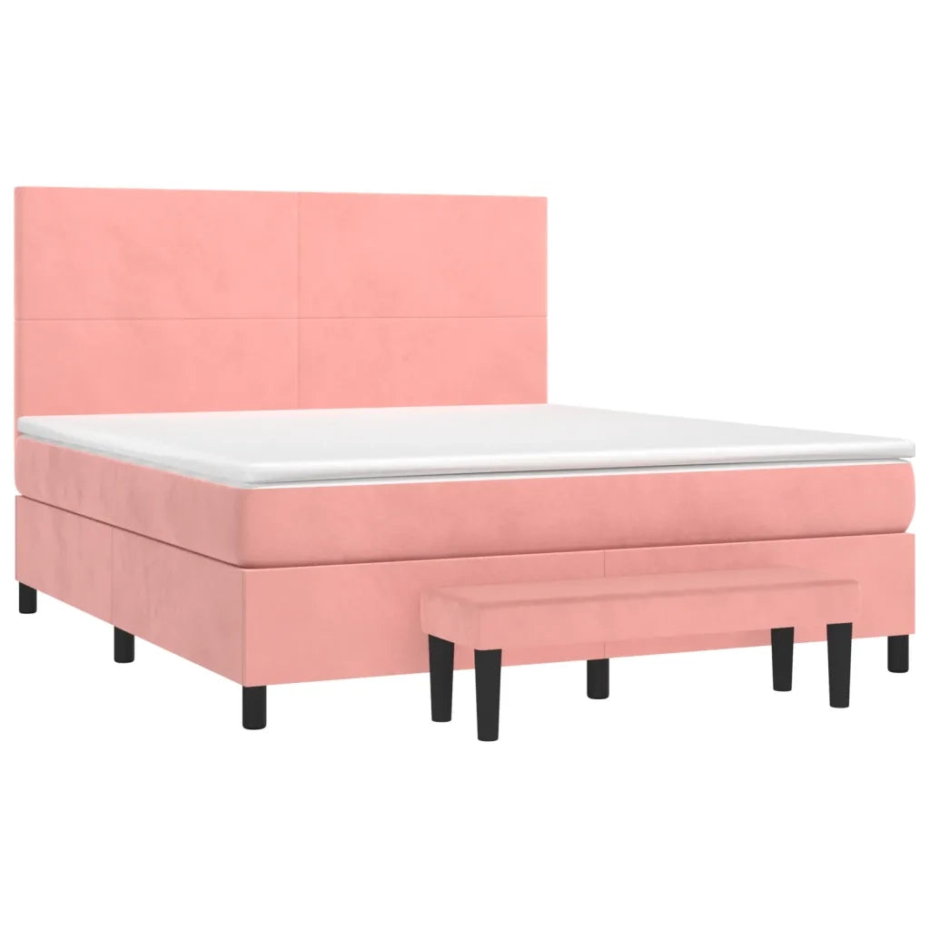 Giroletto a Molle con Materasso Rosa 160x200 cm in Velluto 3137736
