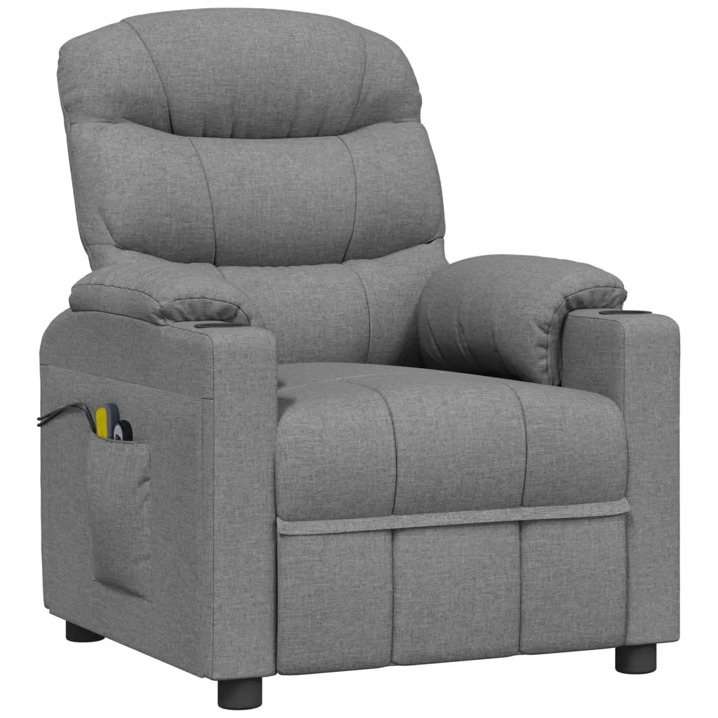 Poltrona Massaggiante Elettrica Grigio Chiaro in Tessuto 3143503