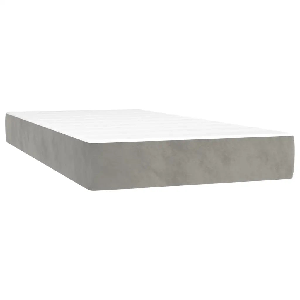 Letto a Molle con Materasso e LED Grigio Chiaro 120x190 cm Velluto