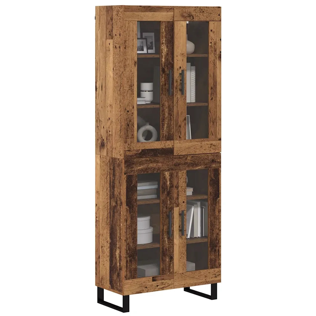 Credenza 2 pcs Legno vecchio Legno Stratificato e Vetro 3403195