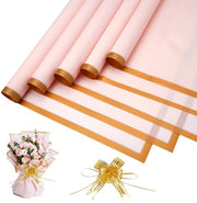 Pacchetto di Imballaggio per Fiori - 20 Fogli - 58x58 cm - Impermeabile - Resistente alle Scalfitture - Bordo Oro - Incluso Lint - Cadeau in Carta