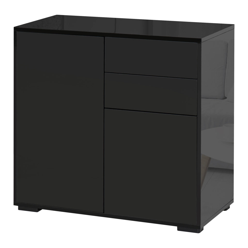 Mobiletto Multiuso per Casa e Ufficio con 2 Cassetti e 2 Armadietti, Apertura a Pressione, 79x36x74cm