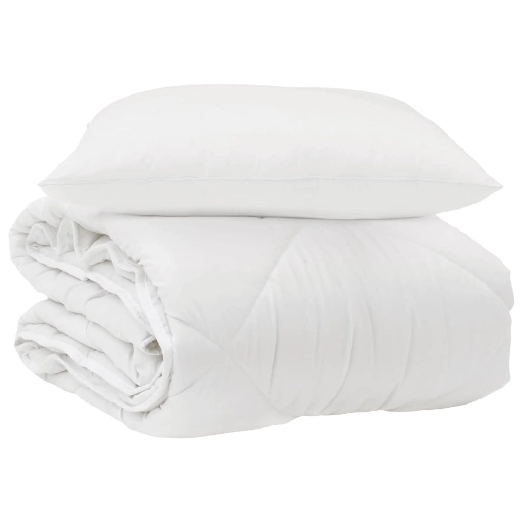 Piumone | Duvet per Tutte le Stagioni con cuscino 2 pz Bianco Microfibra