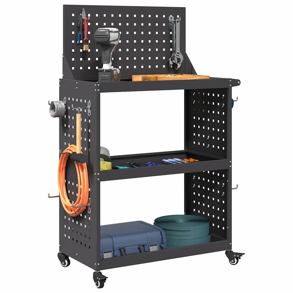 Carrello per Attrezzi con lo scaffale Nero 65 x 35 x 111 cm 874546