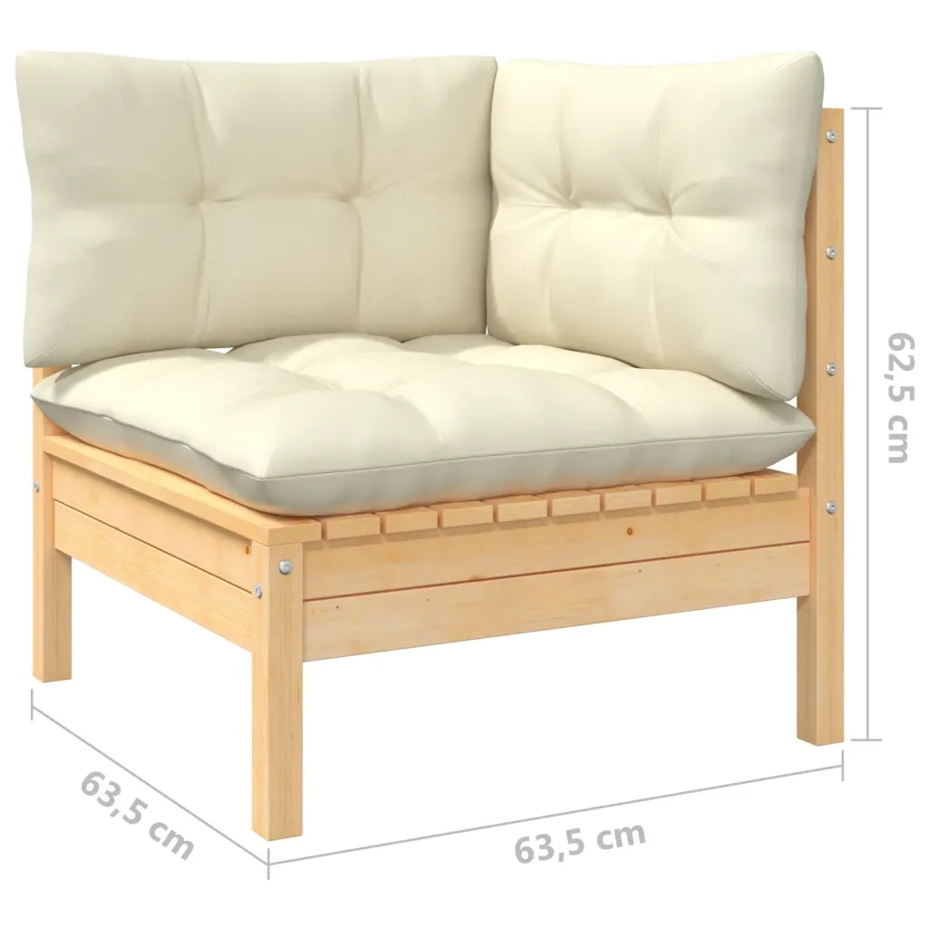 Set Salotto da Giardino 9 pz con Cuscini Crema in Legno di Pino 3096977