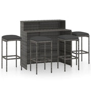 Set Bar da Giardino 5 pz | Set Salotto da Giardino con Cuscini Grigio
