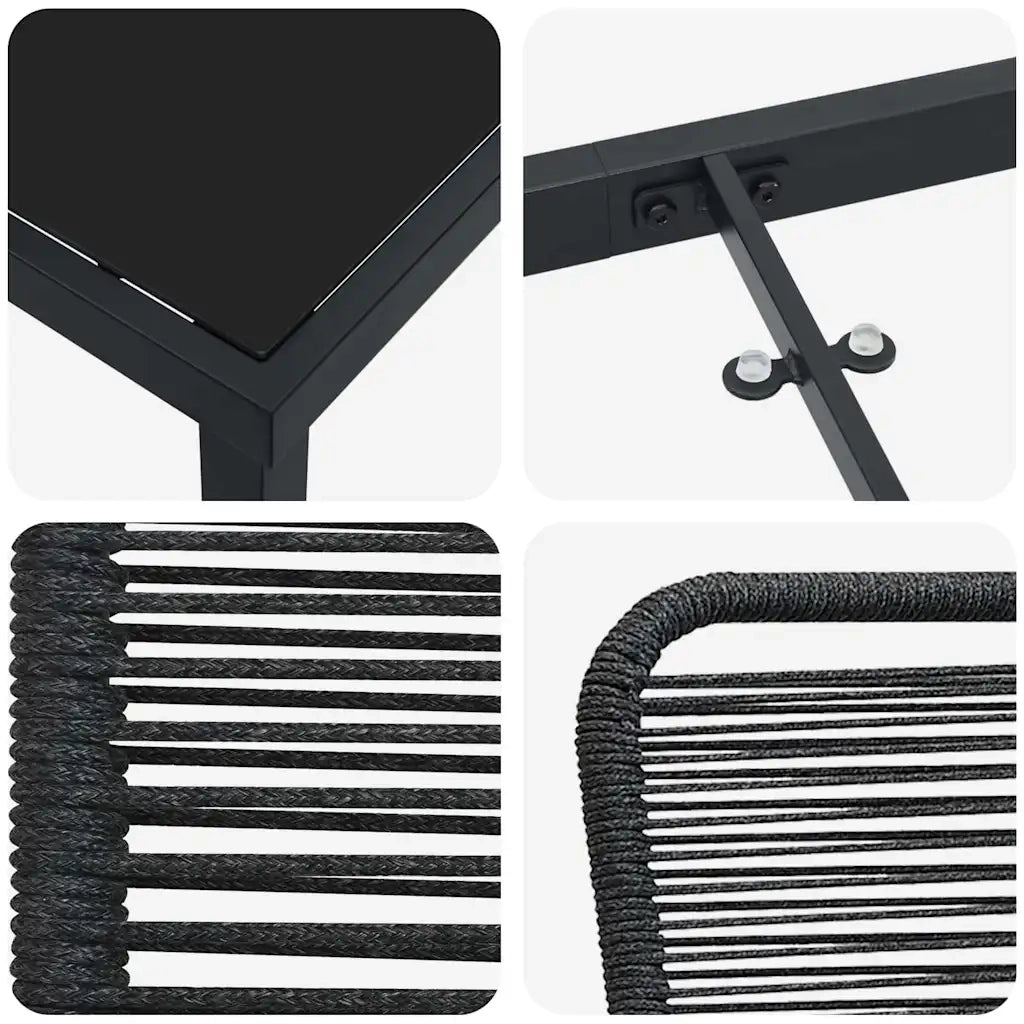 Set da Pranzo per Giardino 5 pcs Nero 3379158