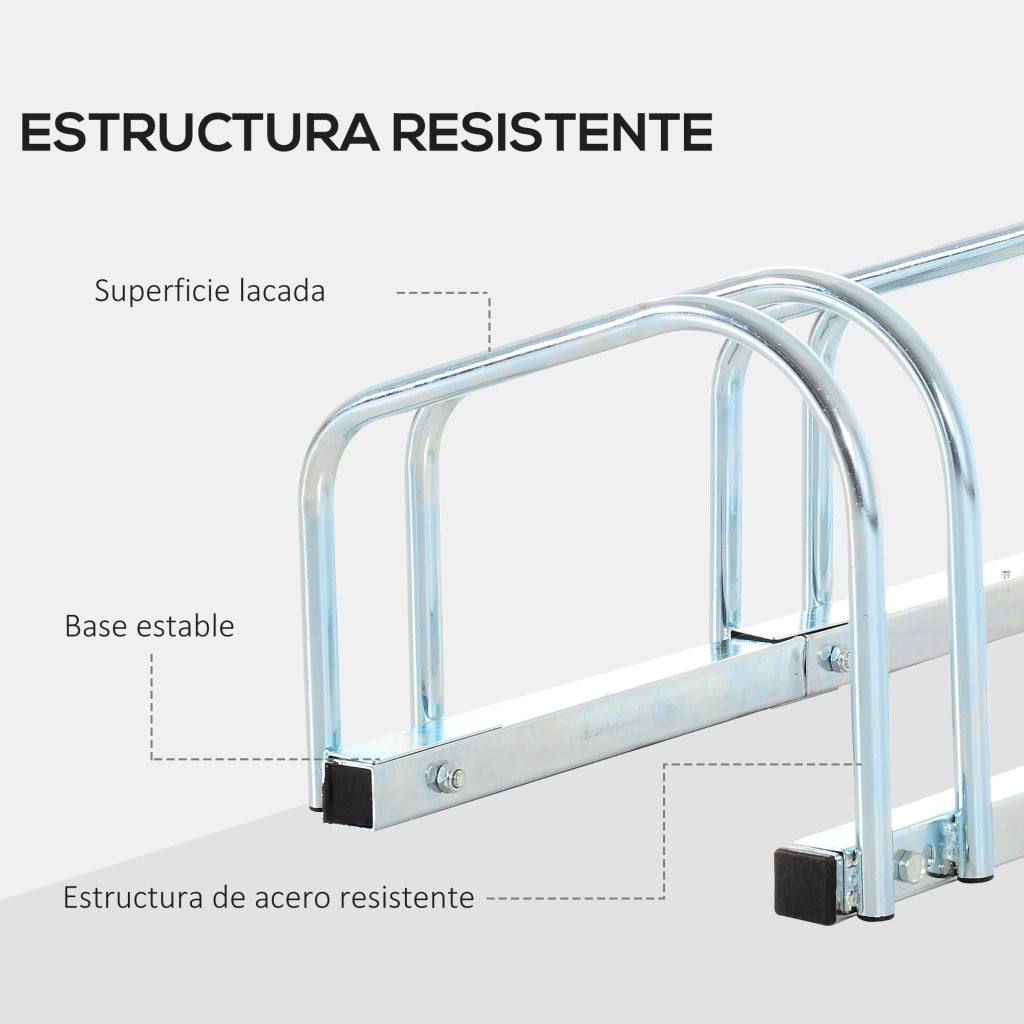 Rastrelliera Portabici da Pavimento o Parete ¨C Xylo ¨C 6 Posti Acciaio 179x33x27cm Argento
