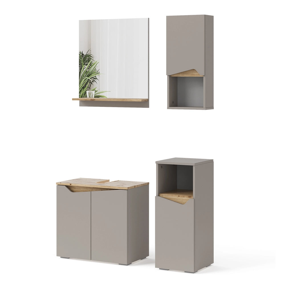 Vicco Combinazione di mobili da bagno Grigio 4 parti
