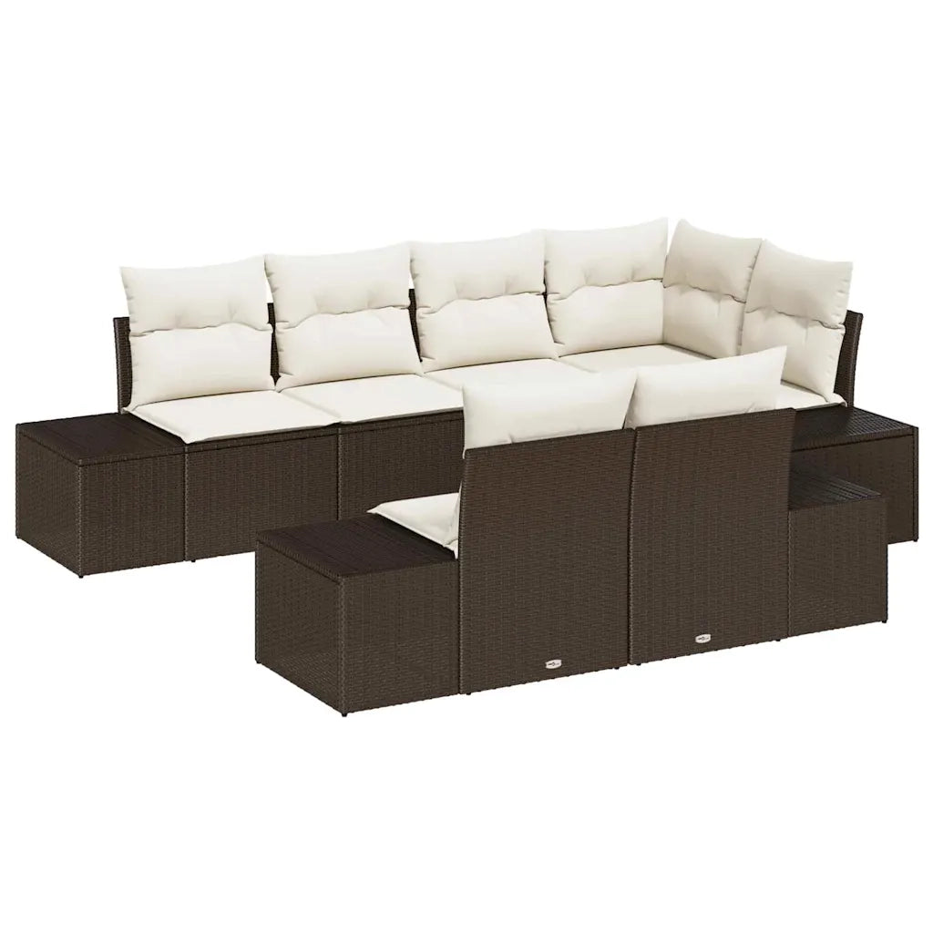 Set Divano da Giardino 7 pcs Marrone e Crema polyrattan 3355767