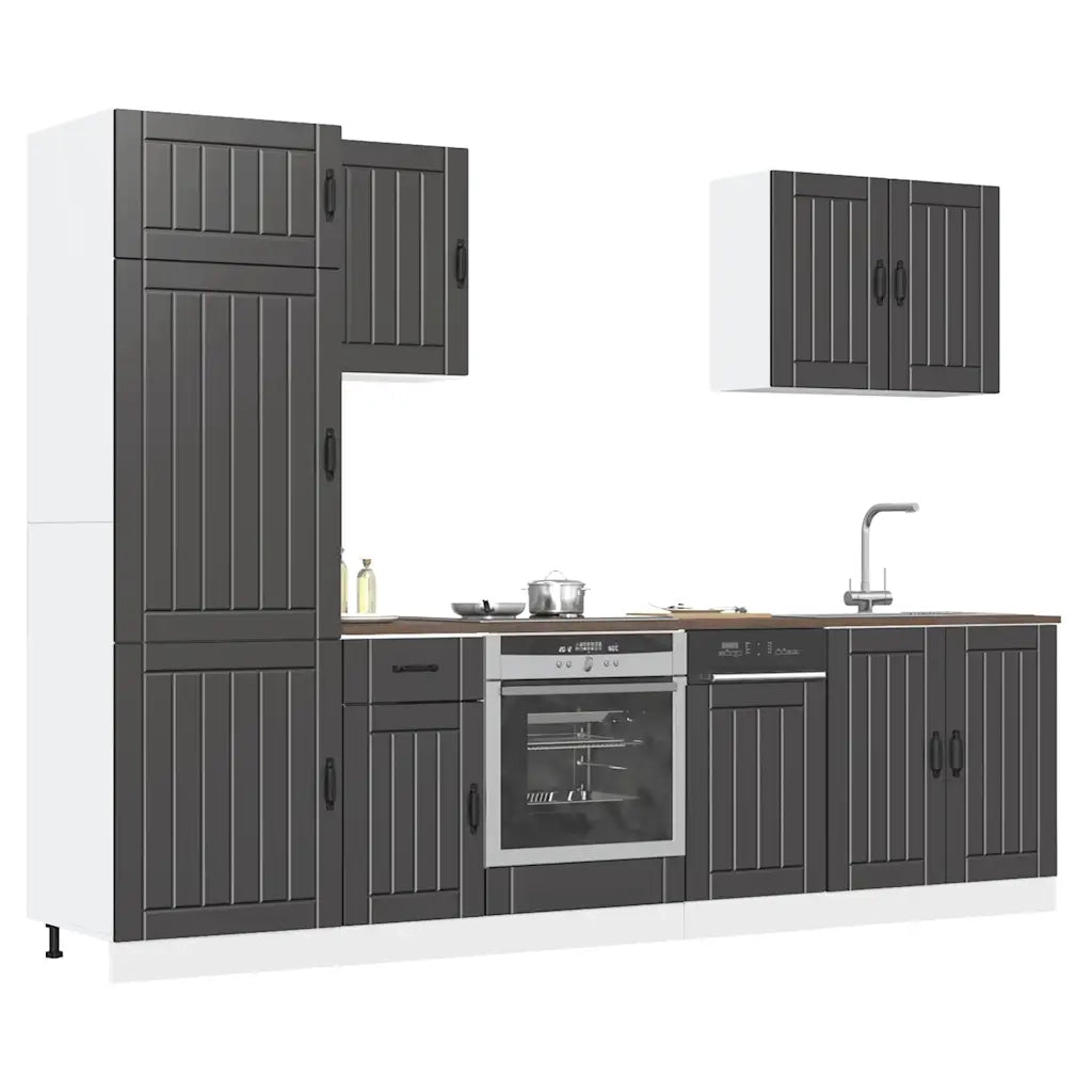 Set Mobili da Cucina 7 pz Lucca Neri Legno Multistrato 3314772