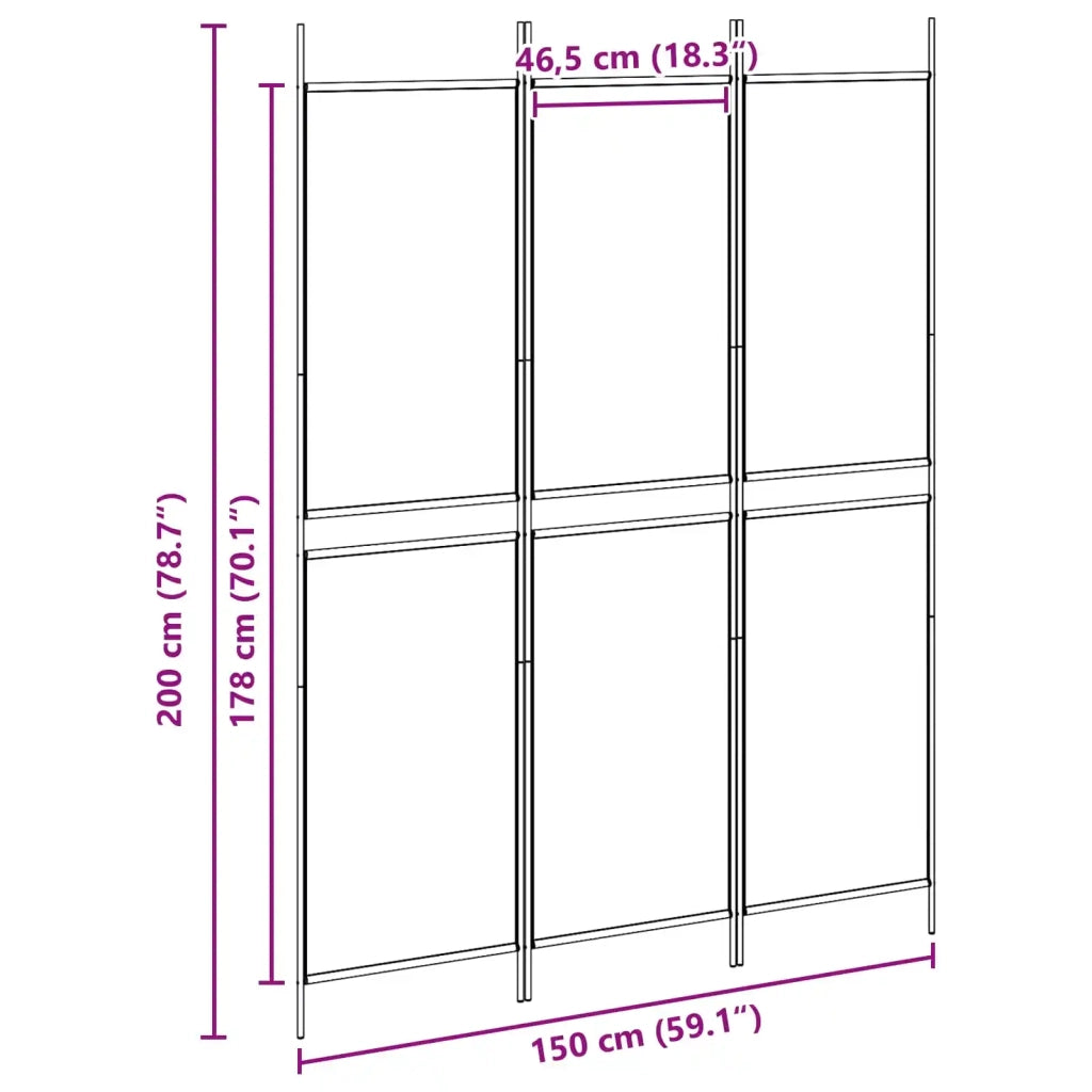 Paravento a 3 pannelli Beige 150 x 200 cm Tessuto 42039219