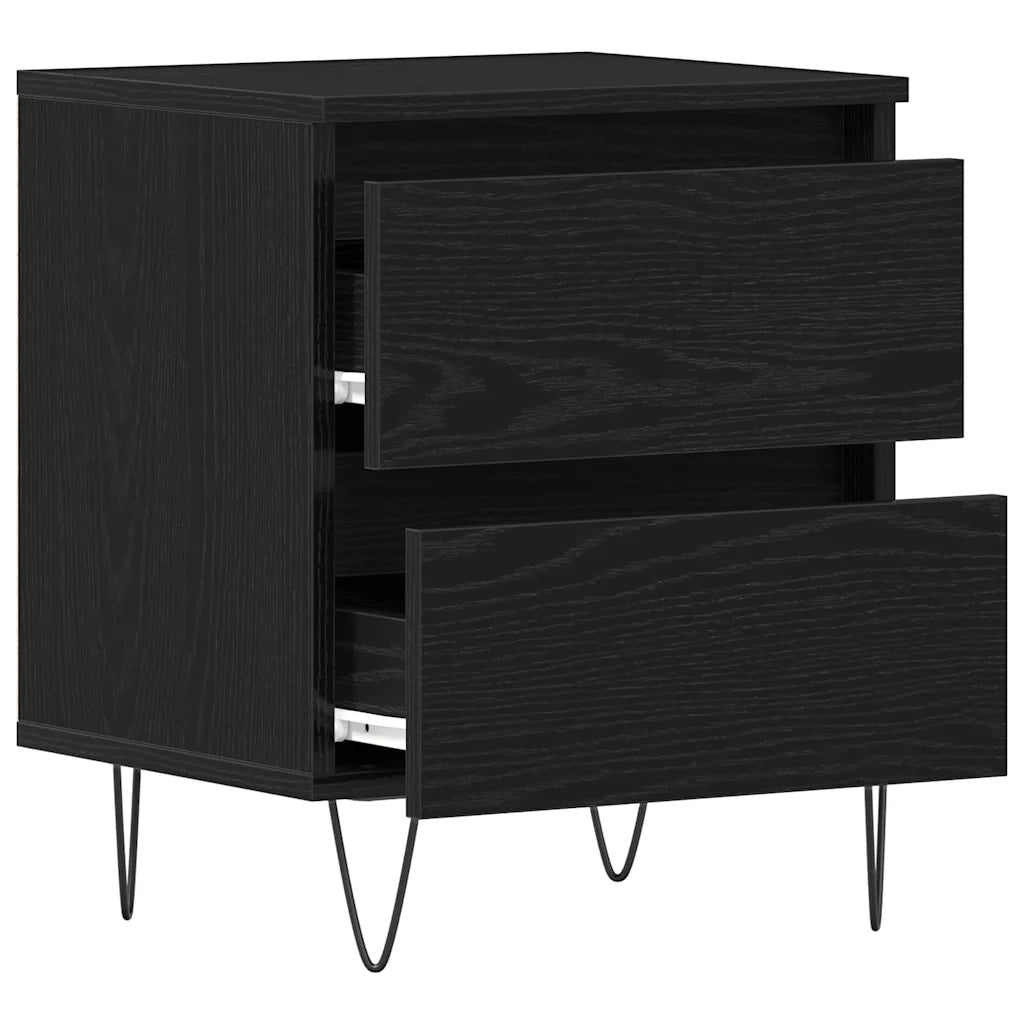 Comodino | Armadio da Notte | Mobiletto da notte Rovere nero 40 x 35 x 50 cm Legno multistrato