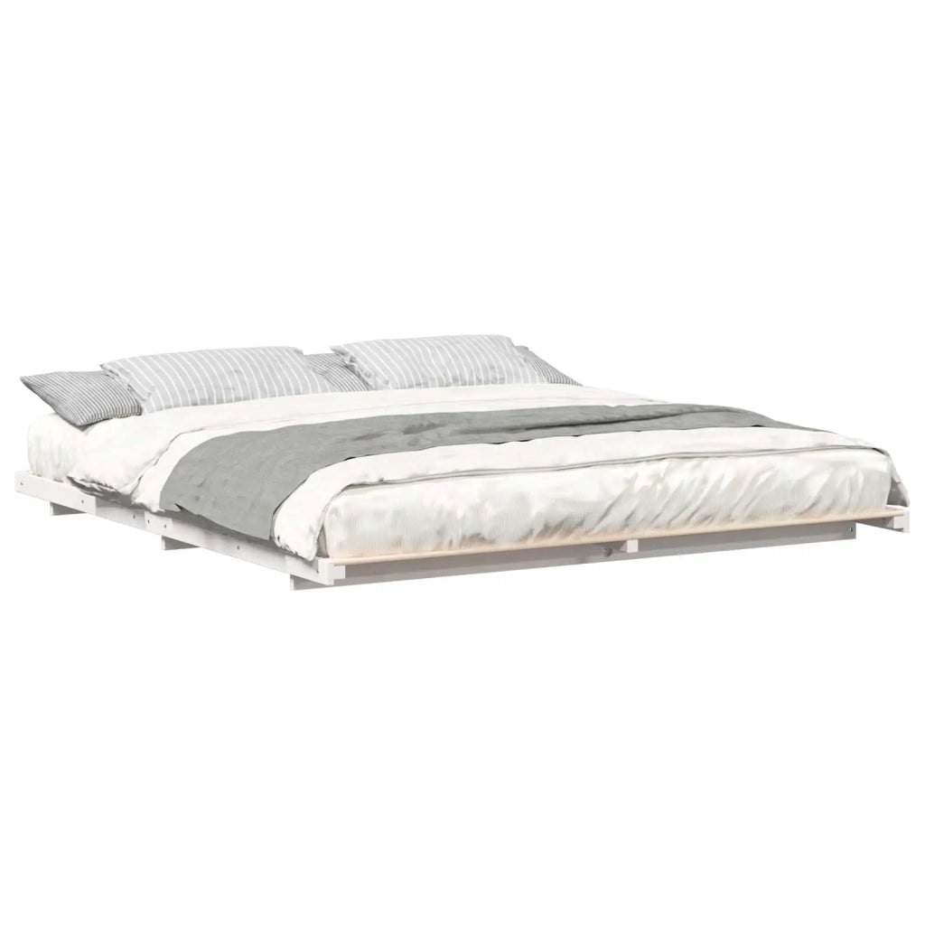 Struttura del letto Bianco 200 x 220 cm Pino massello 873140