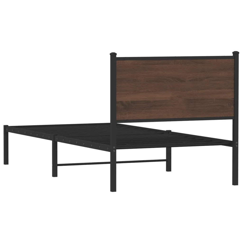 Letto singolo | Letto per adulti | Giroletto senza Materasso in Metallo Rovere Marrone 90x200 cm
