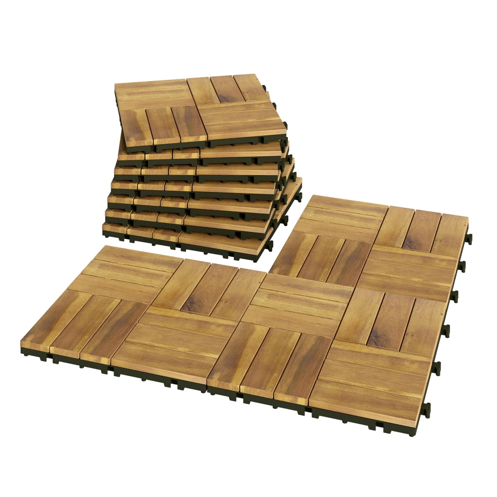 Set 10 Piastrelle da Giardino in Legno ¨C Xylo ¨C 31x31 cm Antiscivolo Naturale 0,91 m2