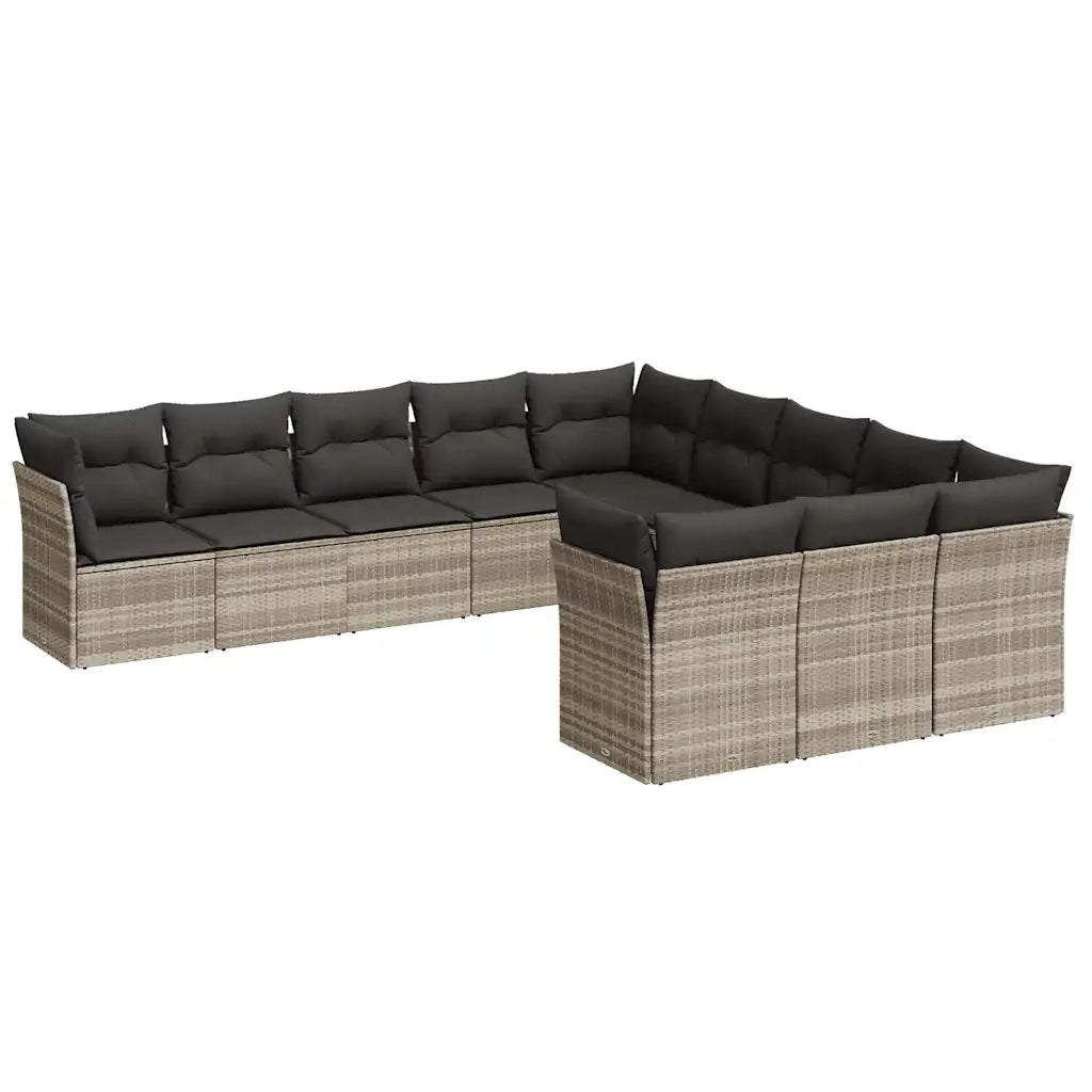 Set Divani da Giardino 11 pz con Cuscini in Polyrattan Grigio 3250251