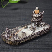 Wierookhouder di ceramica con motivo di drago per stuzzicadenti e sigarette