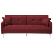 Divano Letto Rosso Scuro 3 Posti Seduta Con Bottoni Click Clack