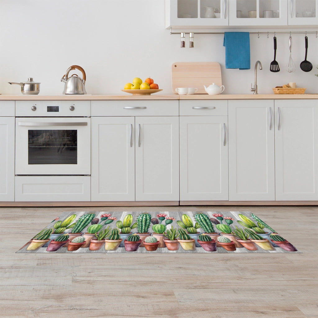 Tappeto passatoia fantasia made in Italy antiscivolo lavabile aderente Dis21 Cactus - 50x500cm