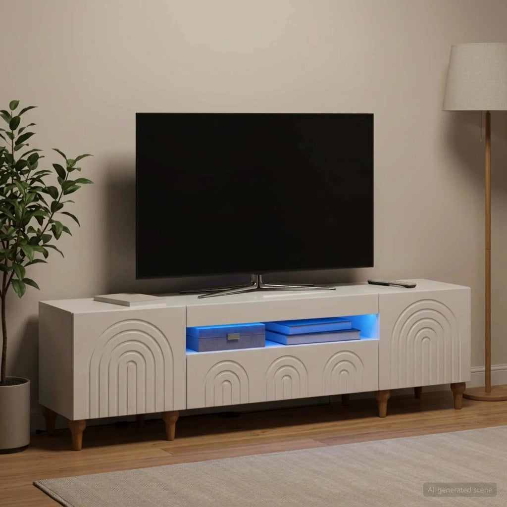 Mobile TV LED Bianco Lucido Legno ingegnerizzato 896249