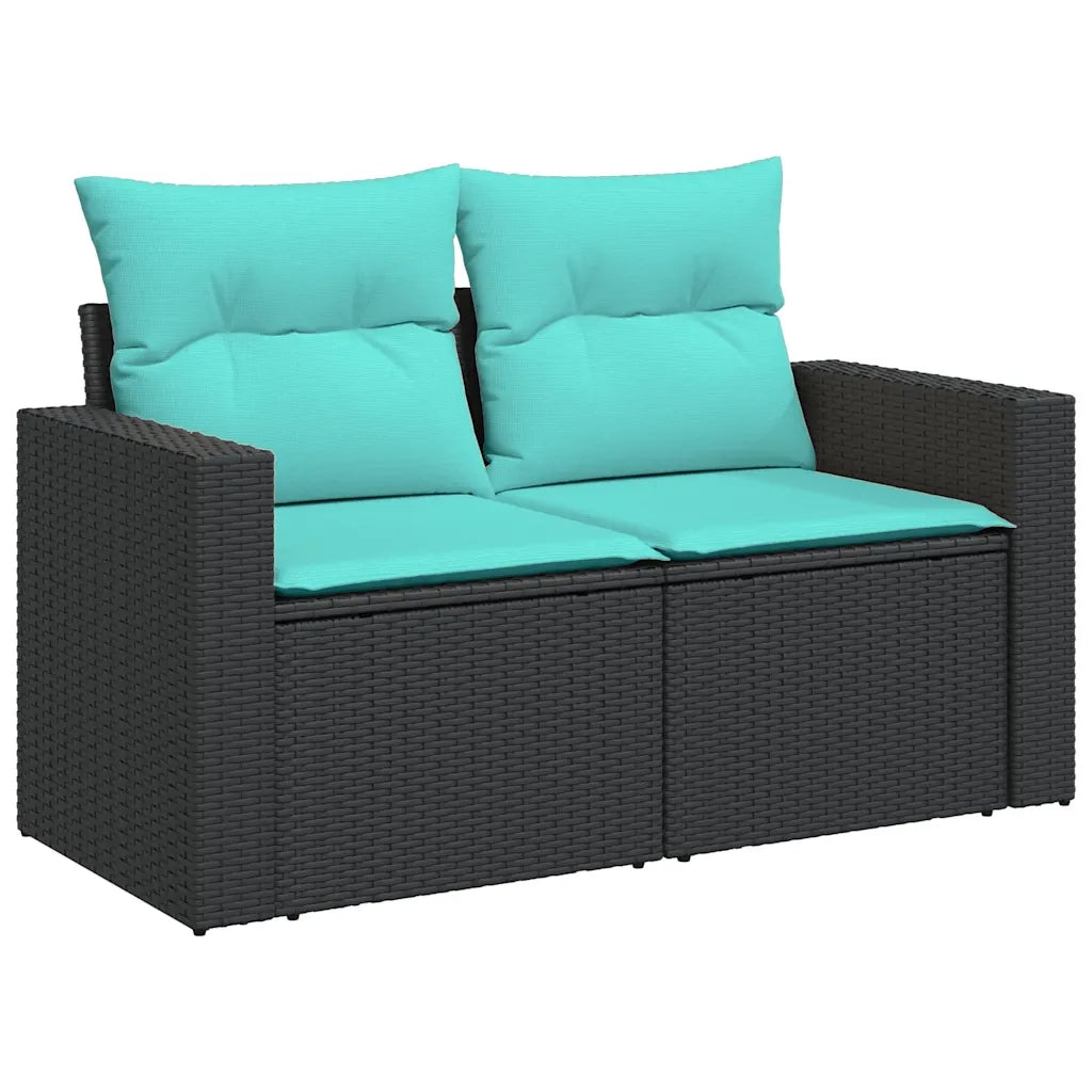 Set Divani da Giardino 13pz con Cuscini Nero in Polyrattan 3256722