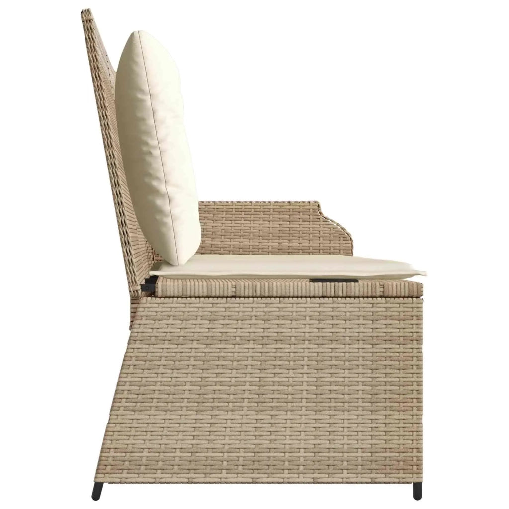 Panchina da giardino con cuscino Nero e Bianco Crema polyrattan 3394444